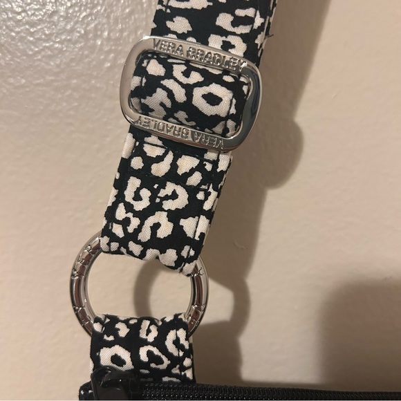 Vera Bradley Black White Printed Cloth Crossbody Bag Adjustable Strap - Picture 4 of 7